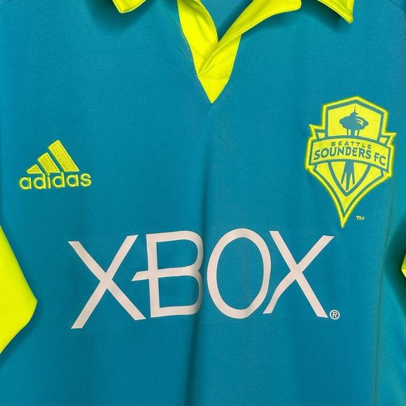 NWOT Seattle Sounders FC 2011 Super Cyan Authentic Adidas Soccer Jersey Men’s XL - Picture 3 of 6